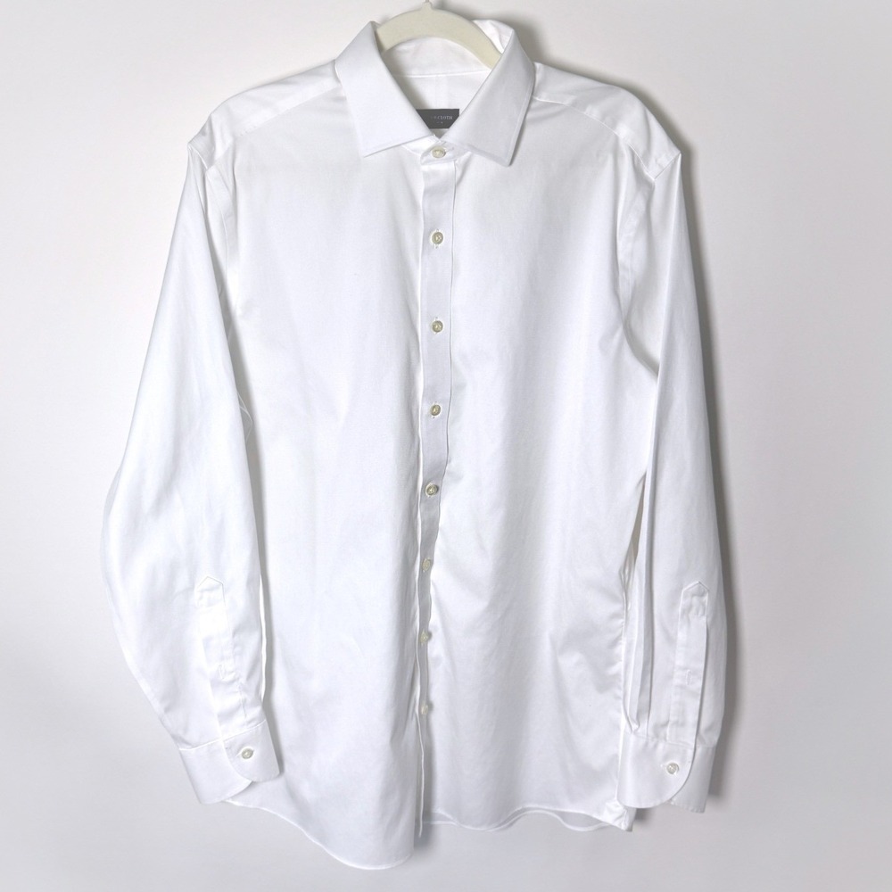 Proper Cloth Dress Shirt Mens XL 17.25/35 White Supima Cotton Non-Iron Pinpoint